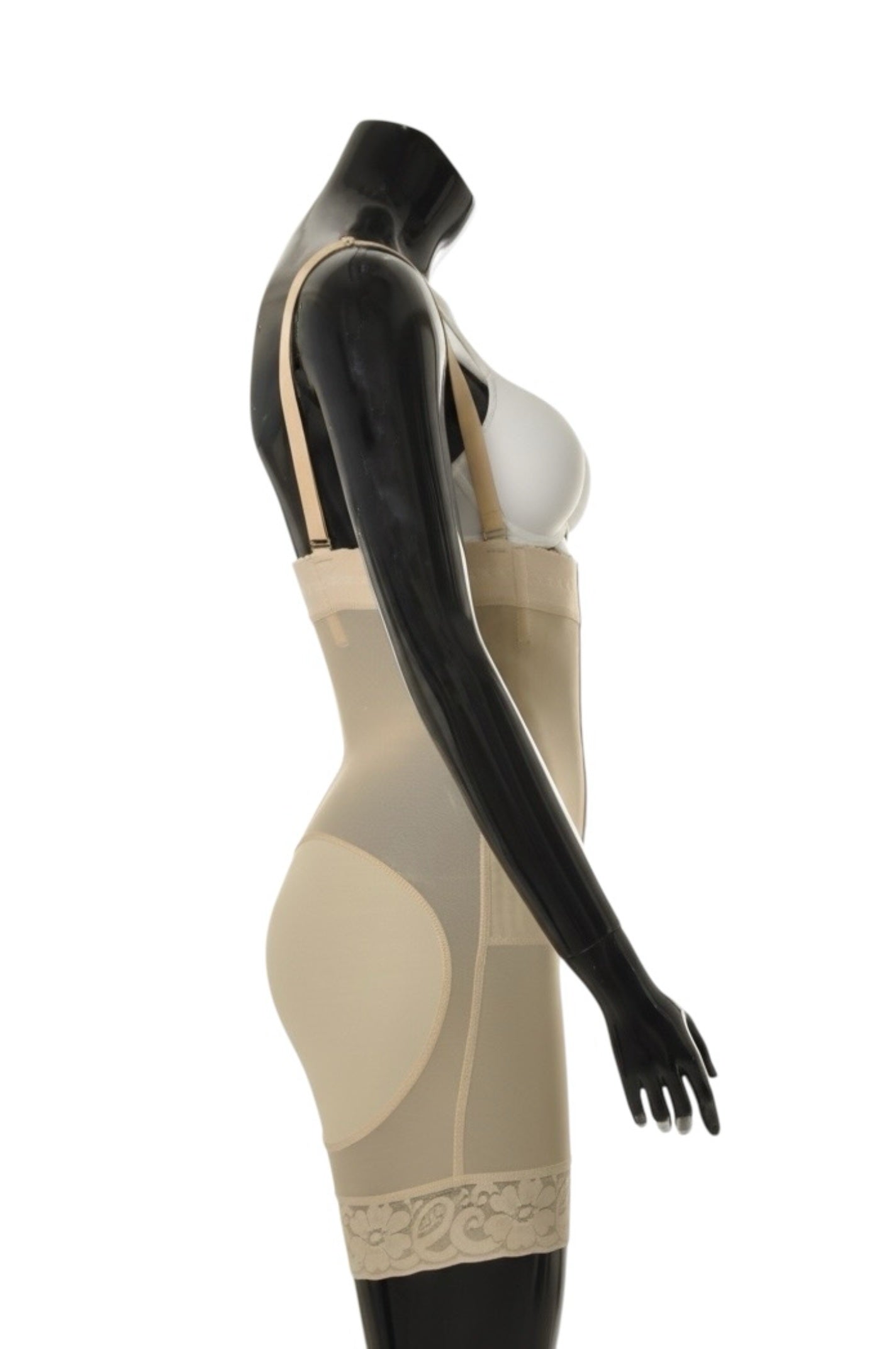 Model No.1909 strapless half leg lycra derrière with wire in front and back